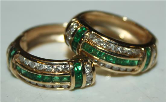 Pair of emerald and diamond earrings